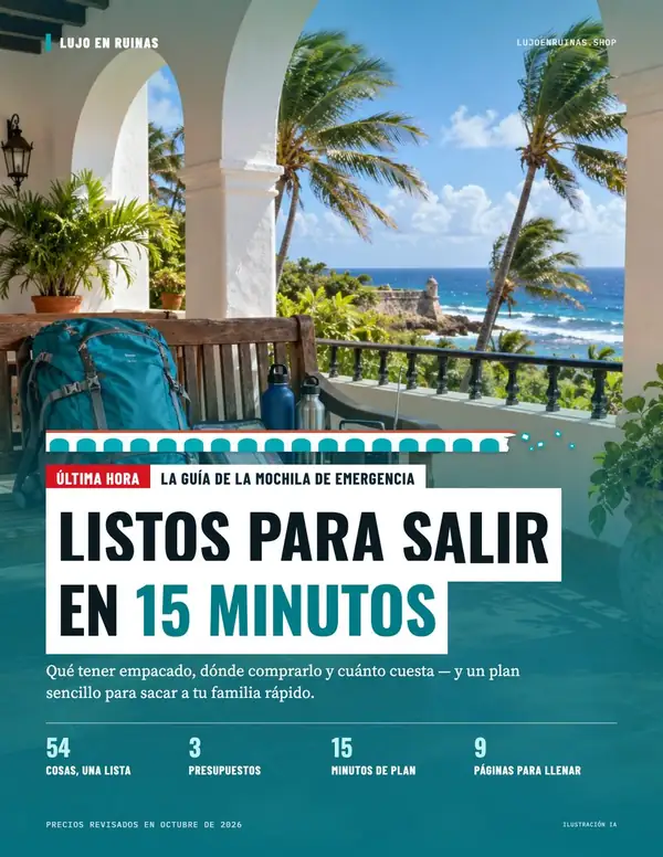 Portada de Listos en 15 minutos, La guía de la mochila de emergencia